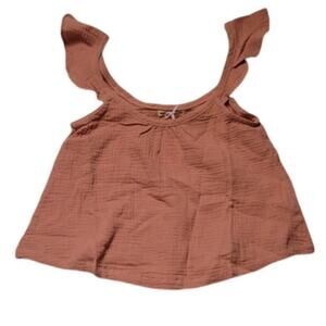 NWT Marine Layer Jude Flutter Sleeve Tank Top Rosette 100% Cotton Gauzy - XS